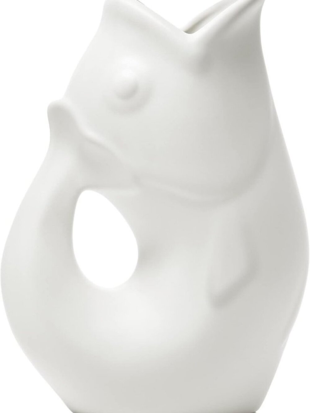 Matte White Gurgle Pot | Large Pitcher or Vase | Stylish Serveware for Parties
